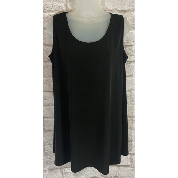 Clara Sun Woo Large Black Pullover Sleeveless Tunic Tank Top Stretchy Shirt - Picture 1 of 8